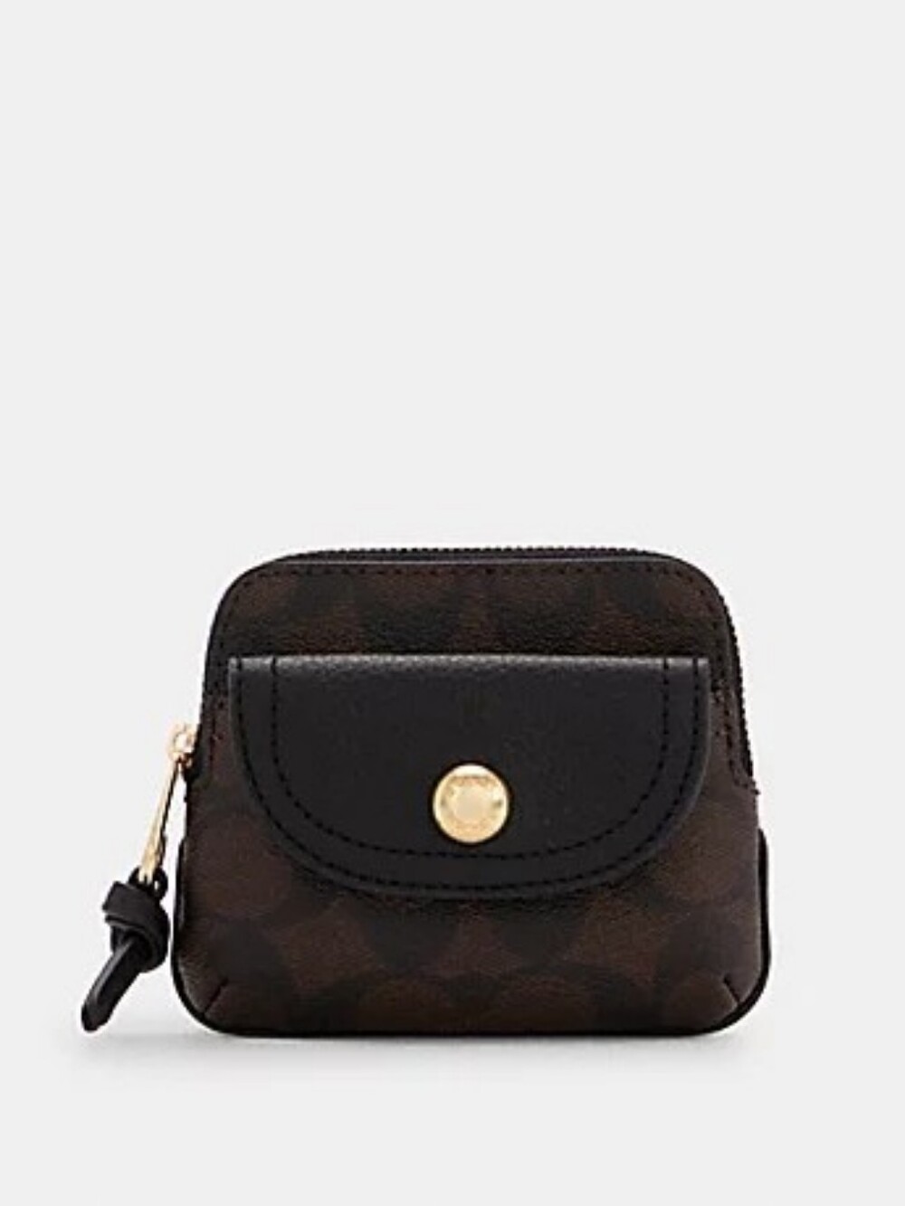 COACH PENNIE CARD CASE HOLDER - SIGNATURE CANVAS - GOLD/BROWN BLACK